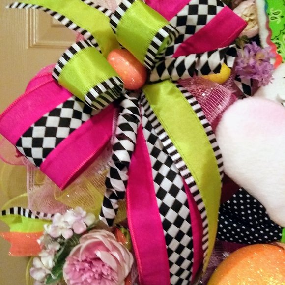 Easter Bunny Wreath, Easter Wreath for Front Door, Spring Wreath for Front Door - Picture 7 of 8